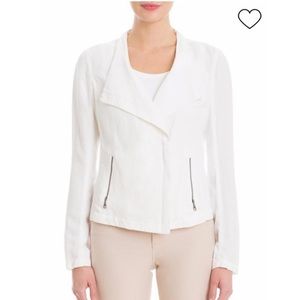 Nic + Zoe White linen moto jacket Size M